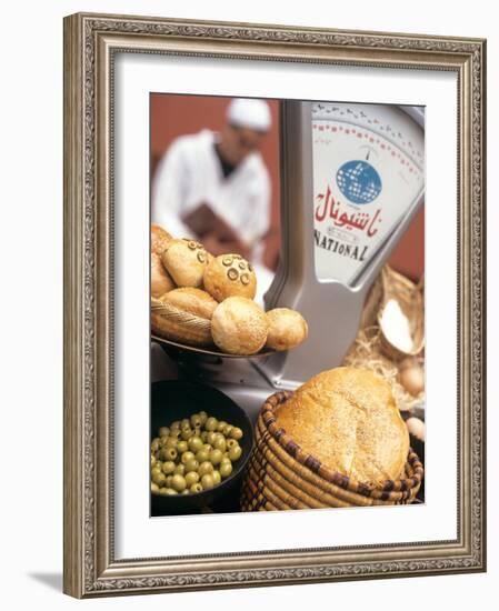 Bread, Rolls and Olives in a Moroccan Shop-Jean Cazals-Framed Photographic Print