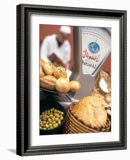 Bread, Rolls and Olives in a Moroccan Shop-Jean Cazals-Framed Photographic Print