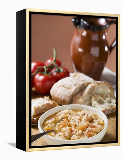 Bread Soup with Tomatoes-null-Framed Premier Image Canvas