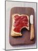 Bread with Butter & Strawberry Jam on Chopping Board-null-Mounted Photographic Print