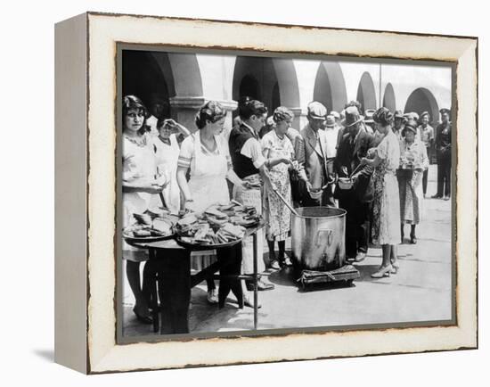 Breadline in Los Angeles Serving Soup and Bread-null-Framed Stretched Canvas