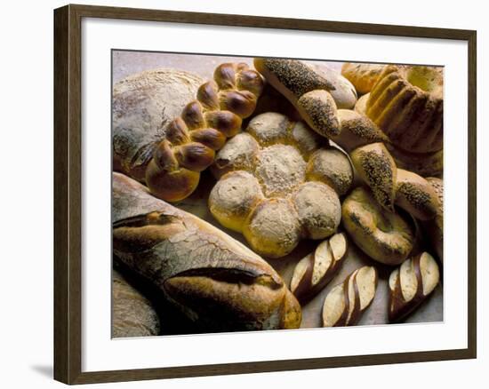 Breads Including Kugelhopfs, Pretzels and Plaited Bread, Alsace, France-John Miller-Framed Photographic Print