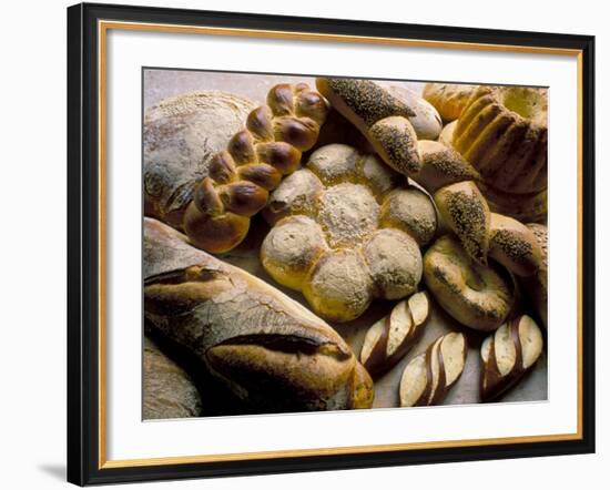 Breads Including Kugelhopfs, Pretzels and Plaited Bread, Alsace, France-John Miller-Framed Photographic Print