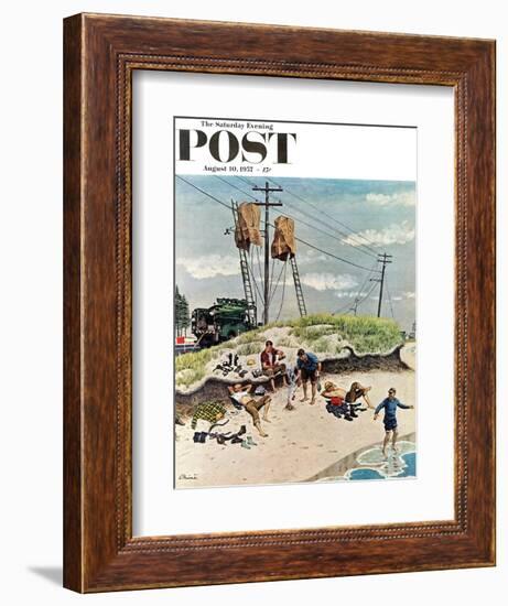 "Break Time" Saturday Evening Post Cover, August 10, 1957-Ben Kimberly Prins-Framed Giclee Print