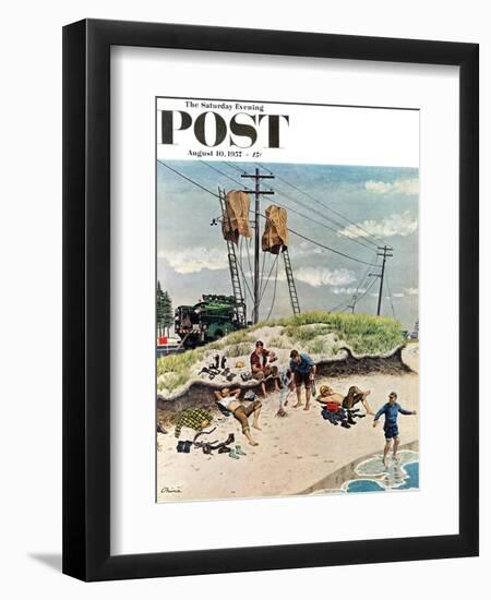 "Break Time" Saturday Evening Post Cover, August 10, 1957-Ben Kimberly Prins-Framed Giclee Print