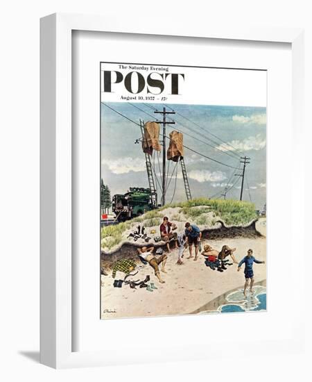 "Break Time" Saturday Evening Post Cover, August 10, 1957-Ben Kimberly Prins-Framed Giclee Print