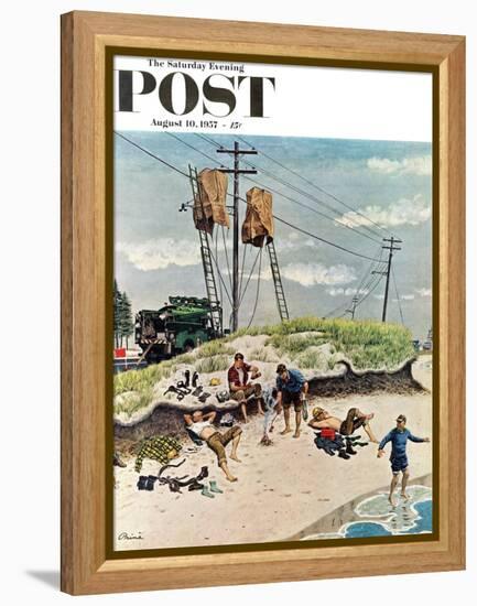 "Break Time" Saturday Evening Post Cover, August 10, 1957-Ben Kimberly Prins-Framed Premier Image Canvas