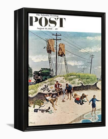 "Break Time" Saturday Evening Post Cover, August 10, 1957-Ben Kimberly Prins-Framed Premier Image Canvas
