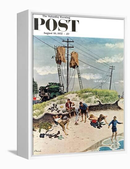 "Break Time" Saturday Evening Post Cover, August 10, 1957-Ben Kimberly Prins-Framed Premier Image Canvas