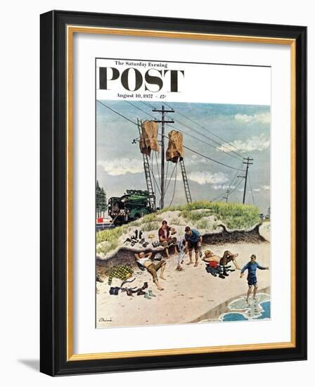 "Break Time" Saturday Evening Post Cover, August 10, 1957-Ben Kimberly Prins-Framed Giclee Print