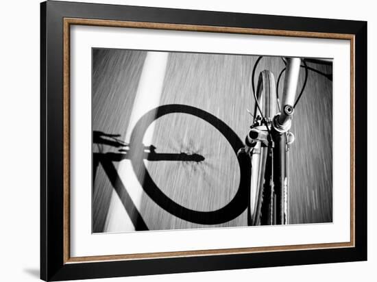 Breakdow - Bicycle On Road Black And White Photography-slidezero-Framed Art Print