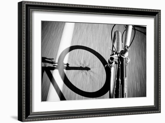 Breakdow - Bicycle On Road Black And White Photography-slidezero-Framed Art Print