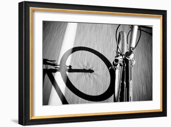 Breakdow - Bicycle On Road Black And White Photography-slidezero-Framed Art Print