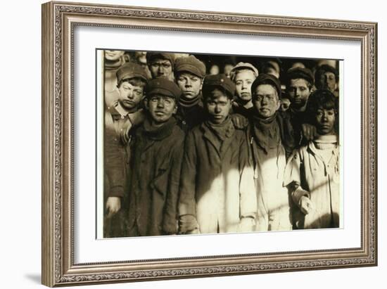 Breaker Boys (Who Sort Coal by Hand) at Hughestown Borough Coal Co. Pittston, Pennsylvania, 1911-Lewis Wickes Hine-Framed Giclee Print