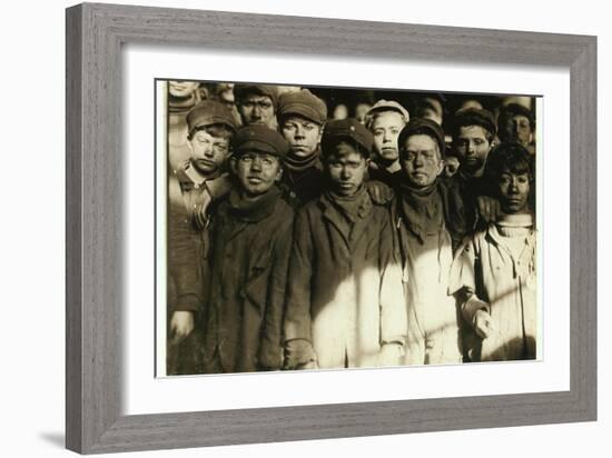 Breaker Boys (Who Sort Coal by Hand) at Hughestown Borough Coal Co. Pittston, Pennsylvania, 1911-Lewis Wickes Hine-Framed Giclee Print