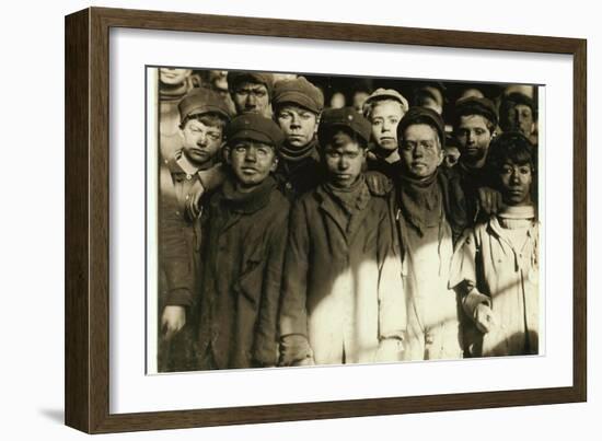 Breaker Boys (Who Sort Coal by Hand) at Hughestown Borough Coal Co. Pittston, Pennsylvania, 1911-Lewis Wickes Hine-Framed Giclee Print