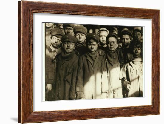 Breaker Boys (Who Sort Coal by Hand) at Hughestown Borough Coal Co. Pittston, Pennsylvania, 1911-Lewis Wickes Hine-Framed Giclee Print