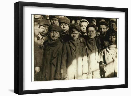 Breaker Boys (Who Sort Coal by Hand) at Hughestown Borough Coal Co. Pittston, Pennsylvania, 1911-Lewis Wickes Hine-Framed Giclee Print