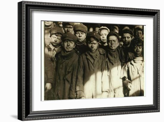 Breaker Boys (Who Sort Coal by Hand) at Hughestown Borough Coal Co. Pittston, Pennsylvania, 1911-Lewis Wickes Hine-Framed Giclee Print