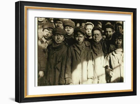 Breaker Boys (Who Sort Coal by Hand) at Hughestown Borough Coal Co. Pittston, Pennsylvania, 1911-Lewis Wickes Hine-Framed Giclee Print