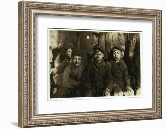 Breaker Boys (Who Sort Coal by Hand) at Hughestown Borough Coal Co. Pittston, Pennsylvania, 1911-Lewis Wickes Hine-Framed Photographic Print