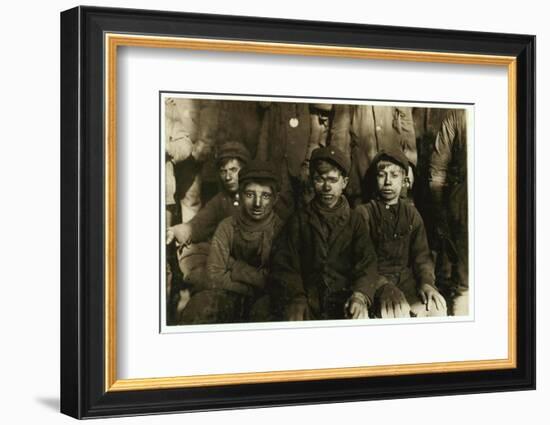 Breaker Boys (Who Sort Coal by Hand) at Hughestown Borough Coal Co. Pittston, Pennsylvania, 1911-Lewis Wickes Hine-Framed Photographic Print
