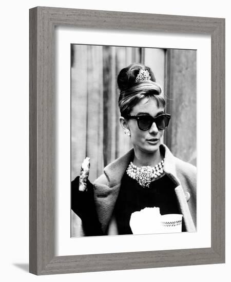 Breakfast at Tiffany's, Audrey Hepburn Eating Between Scenes on Set, 1961-null-Framed Photo