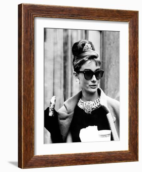 Breakfast at Tiffany's, Audrey Hepburn Eating Between Scenes on Set, 1961-null-Framed Photo