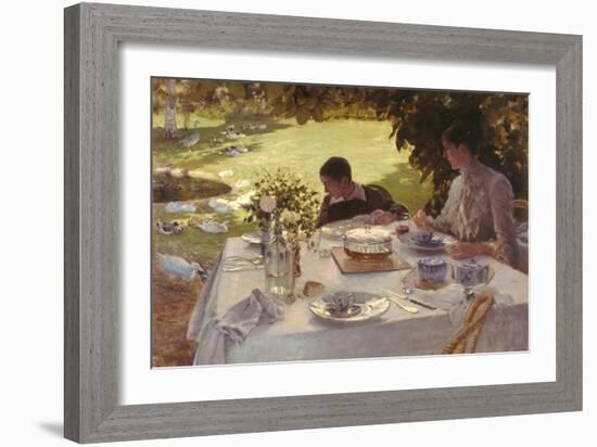 Breakfast in the Garden-Giuseppe De Nittis-Framed Giclee Print