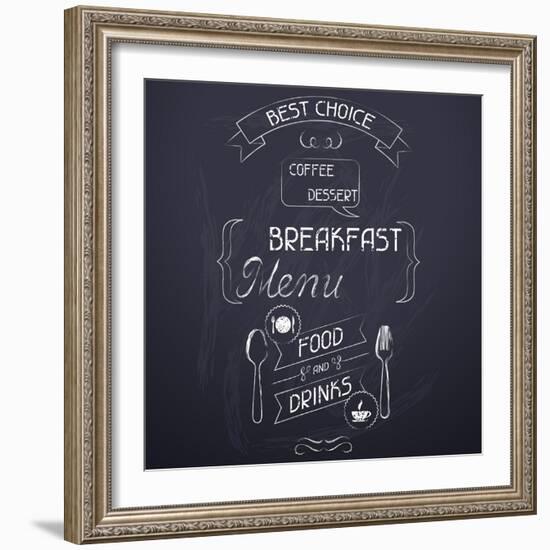 Breakfast on the Restaurant Menu Chalkboard-incomible-Framed Art Print