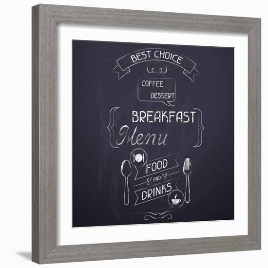 Breakfast on the Restaurant Menu Chalkboard-incomible-Framed Art Print