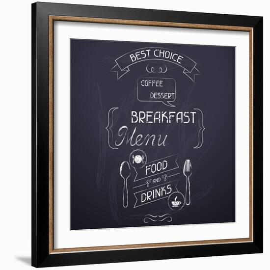 Breakfast on the Restaurant Menu Chalkboard-incomible-Framed Art Print