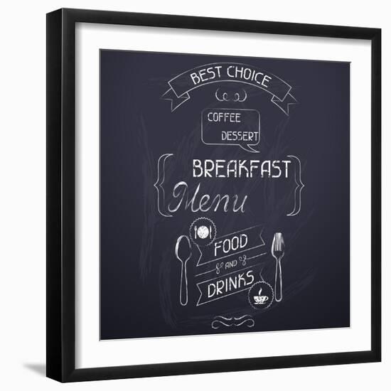 Breakfast on the Restaurant Menu Chalkboard-incomible-Framed Art Print