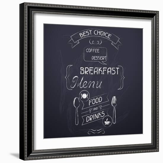 Breakfast on the Restaurant Menu Chalkboard-incomible-Framed Art Print