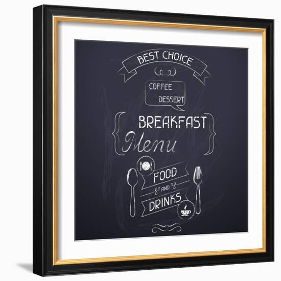 Breakfast on the Restaurant Menu Chalkboard-incomible-Framed Art Print