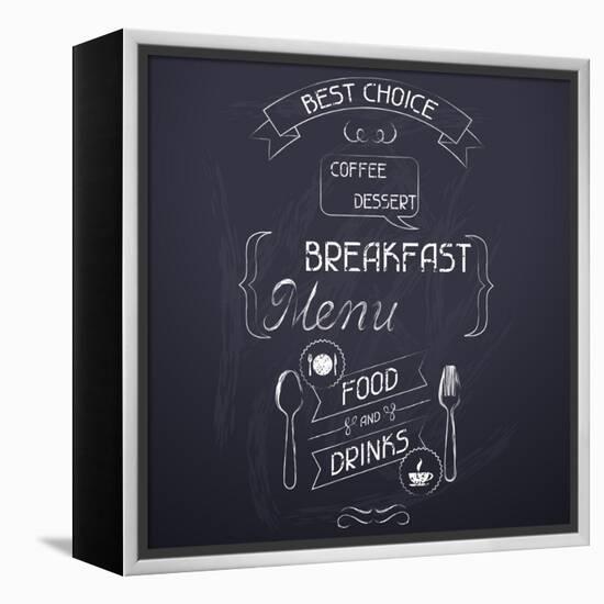 Breakfast on the Restaurant Menu Chalkboard-incomible-Framed Stretched Canvas