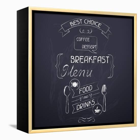 Breakfast on the Restaurant Menu Chalkboard-incomible-Framed Stretched Canvas