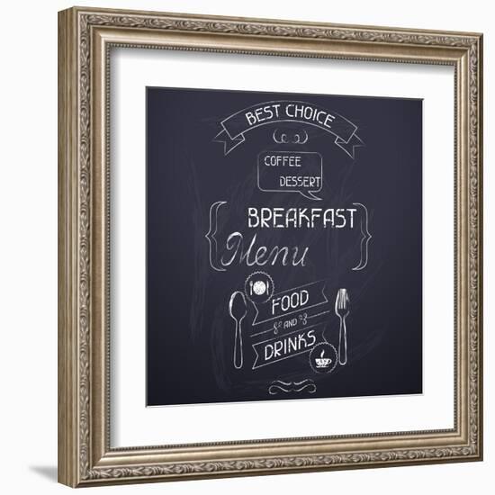 Breakfast on the Restaurant Menu Chalkboard-incomible-Framed Art Print