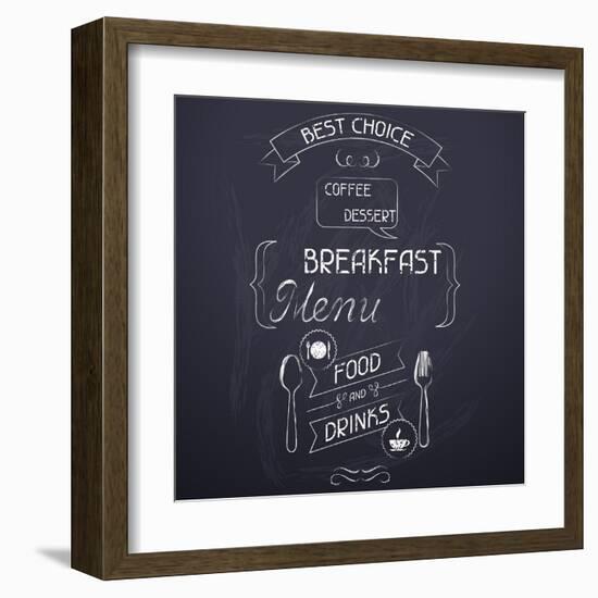 Breakfast on the Restaurant Menu Chalkboard-incomible-Framed Art Print