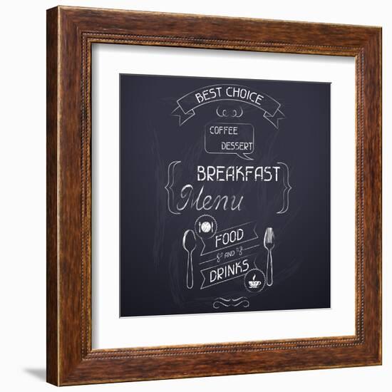 Breakfast on the Restaurant Menu Chalkboard-incomible-Framed Art Print