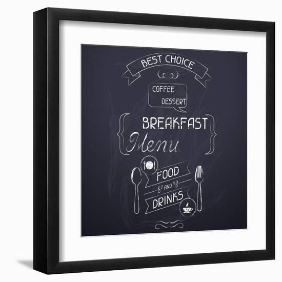 Breakfast on the Restaurant Menu Chalkboard-incomible-Framed Art Print