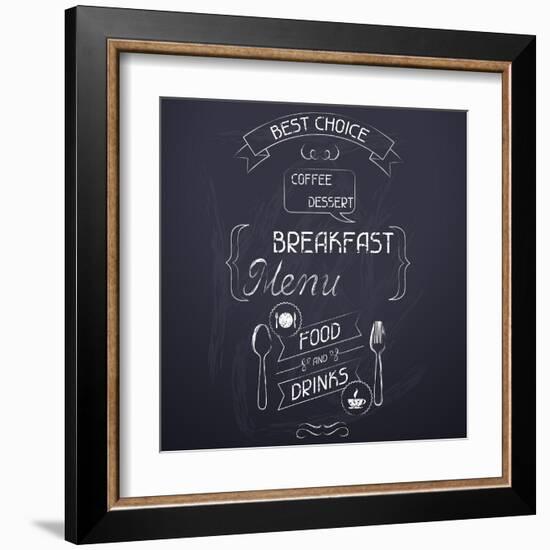 Breakfast on the Restaurant Menu Chalkboard-incomible-Framed Art Print