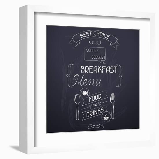 Breakfast on the Restaurant Menu Chalkboard-incomible-Framed Art Print