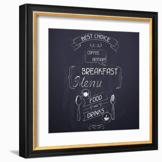 Breakfast on the Restaurant Menu Chalkboard-incomible-Framed Art Print