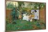 Breakfast Outdoors around 1888 Young Women in a Garden, One of Her is in a Hammock. Painting by Wil-William Merritt Chase-Mounted Giclee Print