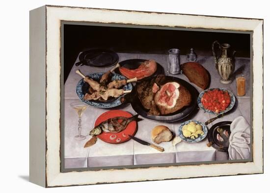 Breakfast Piece with a Fish, Ham and Cherries, 1614-Jacob van Hulsdonck-Framed Premier Image Canvas