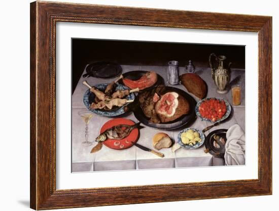 Breakfast Piece with a Fish, Ham and Cherries, 1614-Jacob van Hulsdonck-Framed Giclee Print