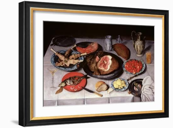 Breakfast Piece with a Fish, Ham and Cherries, 1614-Jacob van Hulsdonck-Framed Giclee Print