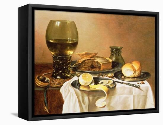 Breakfast Still Life with Roemer, Meat Pie, Lemon and Bread, 1640-Pieter Claesz-Framed Premier Image Canvas
