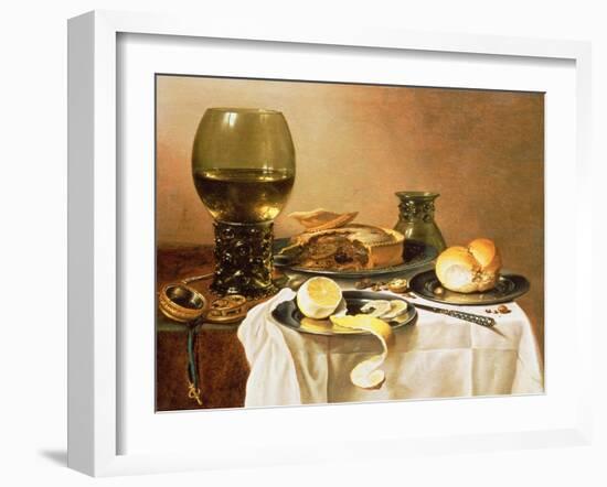 Breakfast Still Life with Roemer, Meat Pie, Lemon and Bread, 1640-Pieter Claesz-Framed Giclee Print